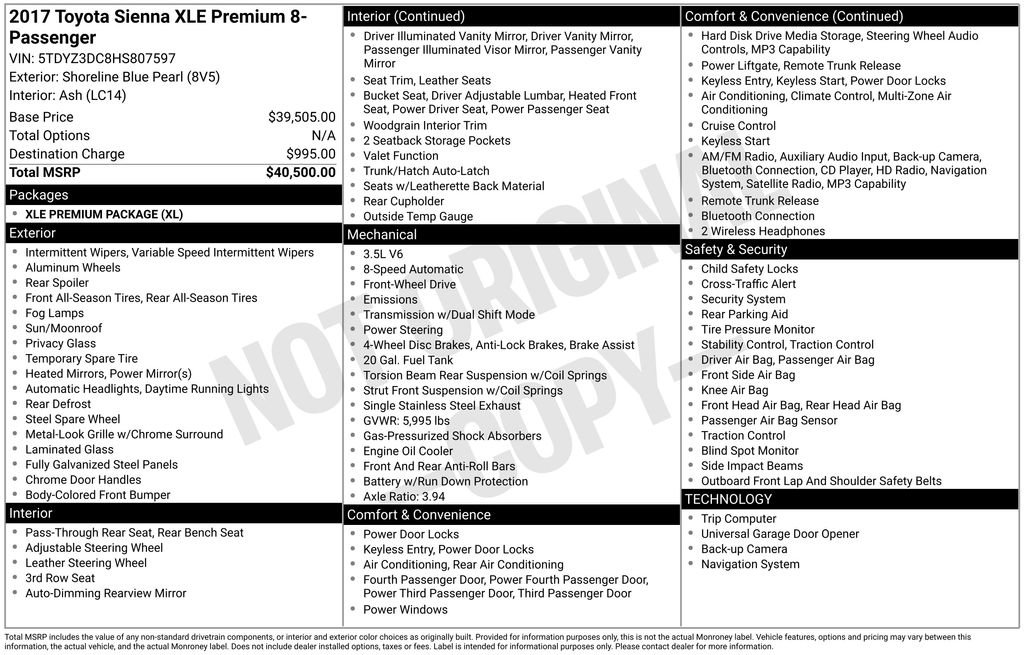 Used 2017 Toyota Sienna XLE Premium FWD image 6