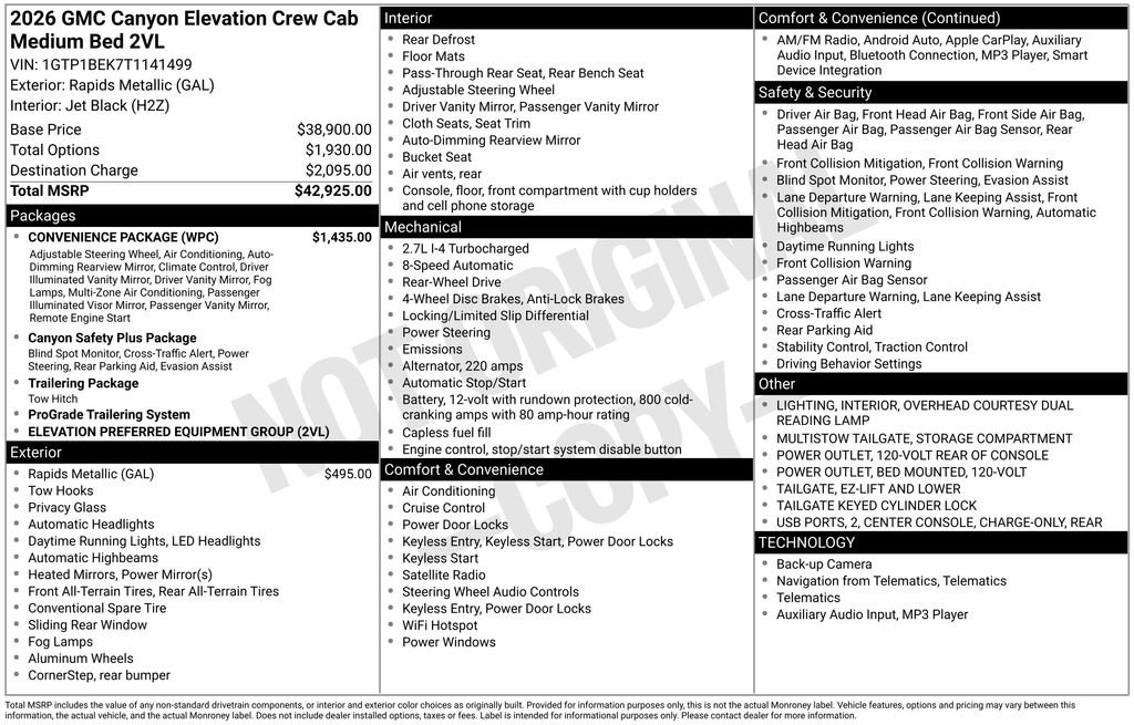 New 2026 GMC Canyon Elevation w/ Convenience Package image 4