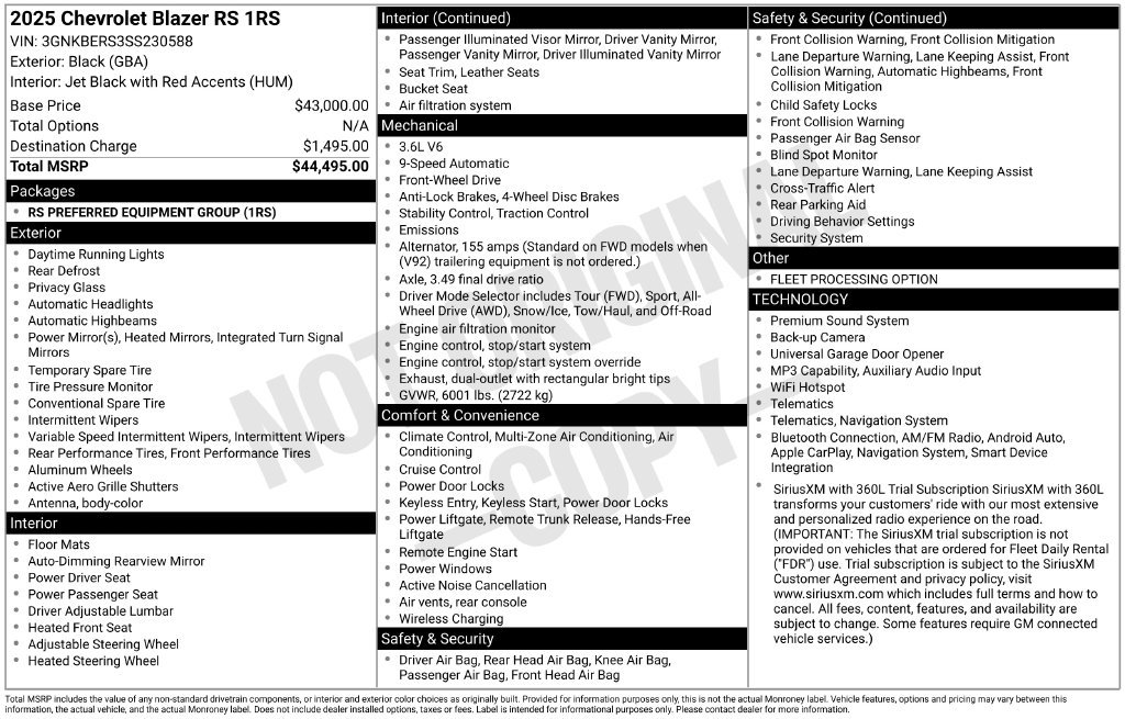 Used 2025 Chevrolet Blazer RS FWD image 10