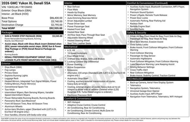 New 2026 GMC Yukon XL Denali w/ Sun & Power Step Package AWD/4WD image 4