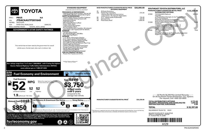 Used 2023 Toyota Prius XLE image 2