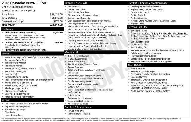 Used 2016 Chevrolet Cruze LT w/ Convenience Package FWD image 33