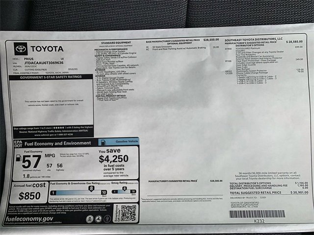 New 2026 Toyota Prius LE image 37