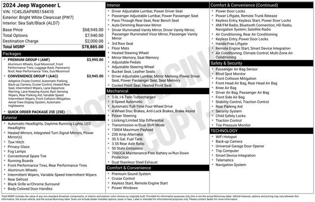 Used 2024 Jeep Wagoneer L 4WD w/ Premium Group I image 34