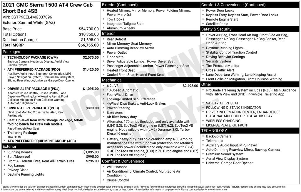 Used 2021 GMC Sierra 1500 AT4 w/ Technology Package AWD/4WD image 31