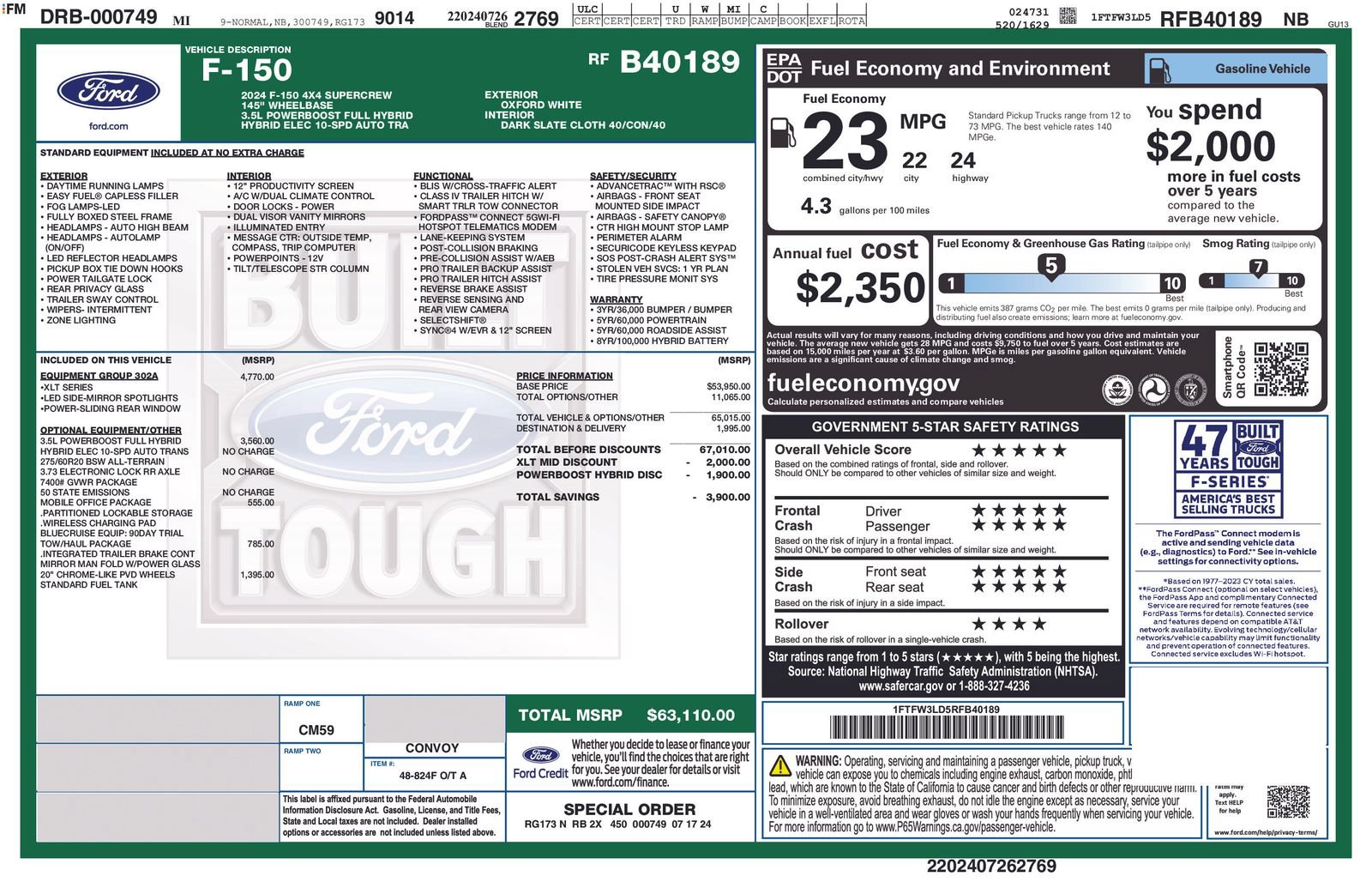 Used 2024 Ford F150 XLT w/ Equipment Group 302A MID AWD/4WD image 2