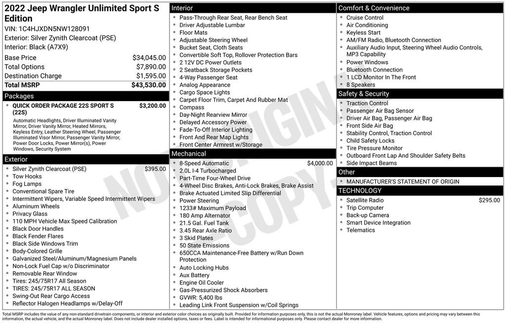 Certified 2022 Jeep Wrangler Unlimited Sport image 42