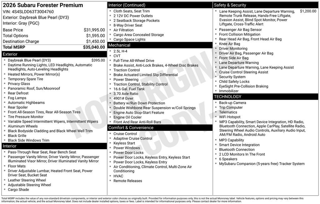 Certified 2026 Subaru Forester Premium AWD/4WD image 20