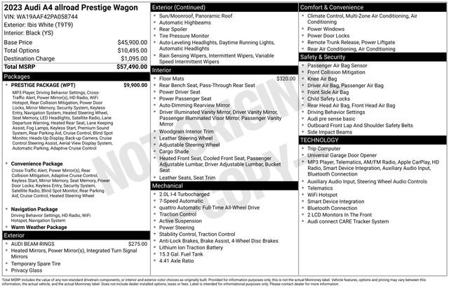 Used 2023 Audi A4 2.0T allroad Prestige w/ Prestige Package AWD/4WD image 2