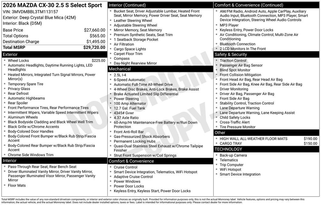 New 2026 MAZDA CX-30 AWD 2.5 S w/ Select Sport Pkg image 4