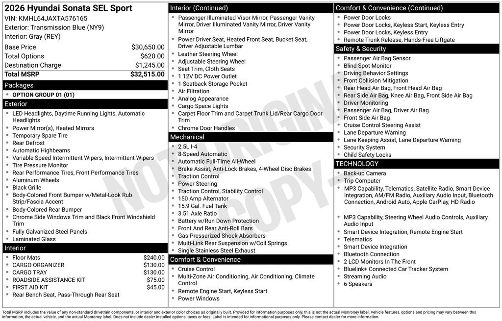 New 2026 Hyundai Sonata SEL AWD/4WD image 5