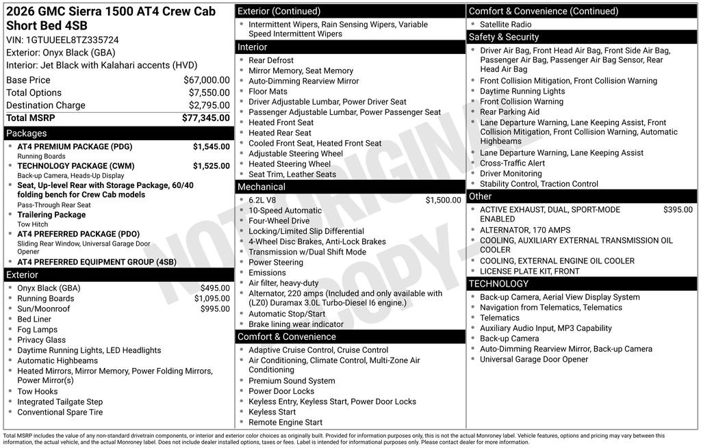 New 2026 GMC Sierra 1500 AT4 w/ AT4 Premium Package AWD/4WD image 1