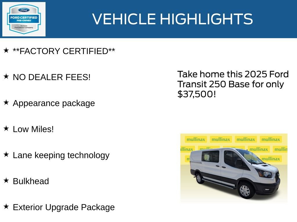 Used 2025 Ford Transit 250 Low Roof w/ Exterior Upgrade Package RWD image 11
