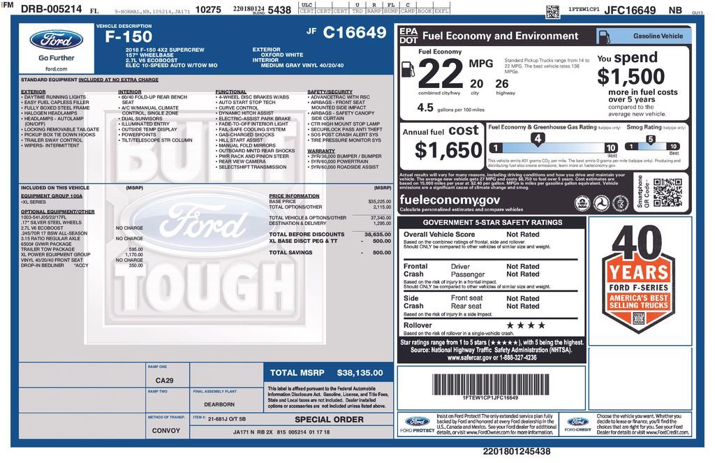 Used 2018 Ford F150 XL w/ XL Power Equipment Group RWD image 5