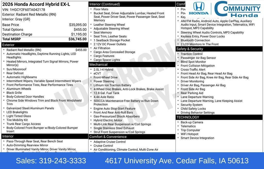 New 2026 Honda Accord EX-L image 32