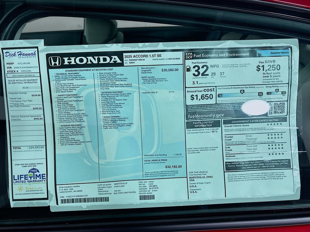 New 2025 Honda Accord SE image 25