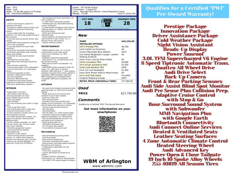 Used 2012 Audi A7 3.0T Prestige image 2