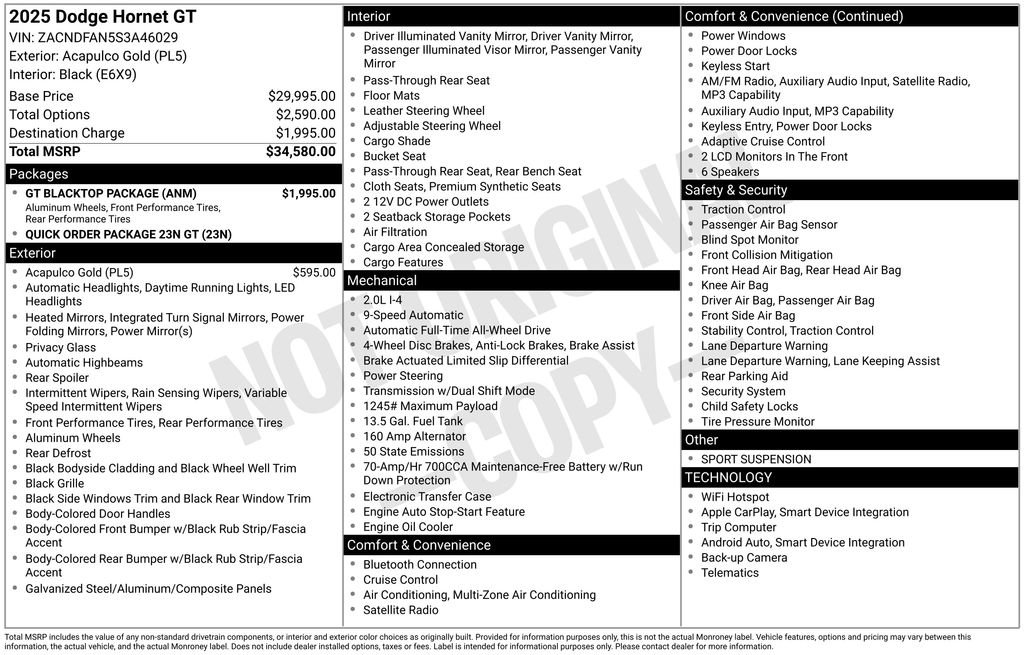 New 2025 Dodge Hornet GT w/ GT Blacktop Package image 3