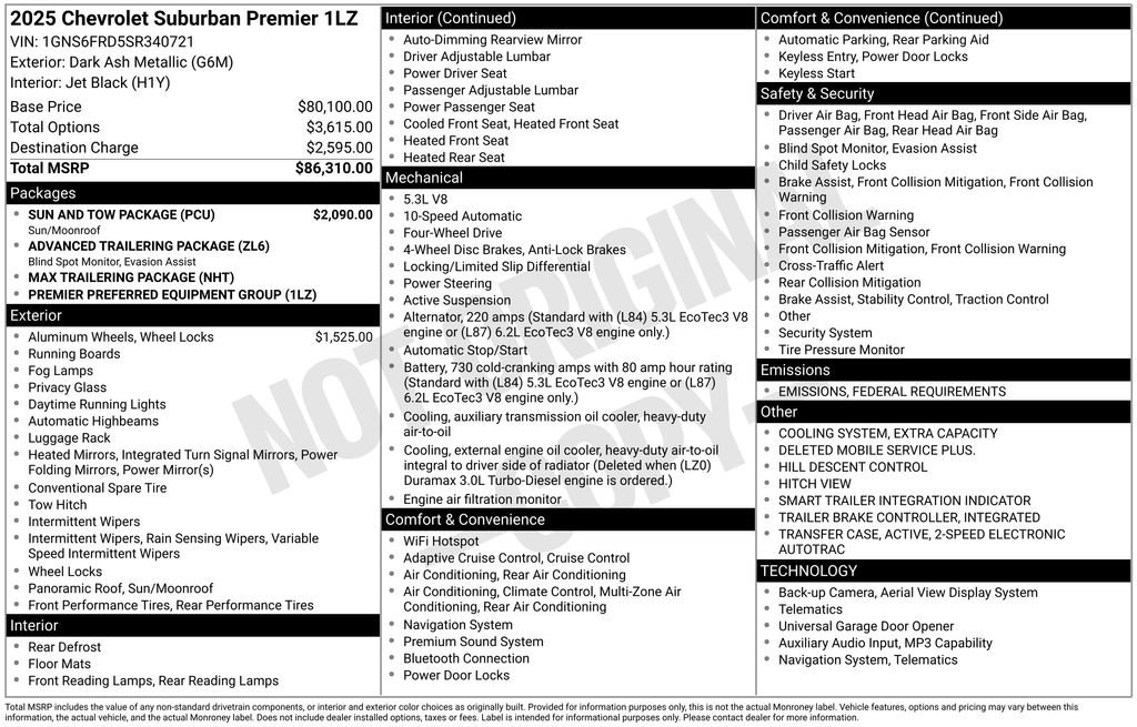 New 2025 Chevrolet Suburban Premier w/ Sun And Tow Package image 9