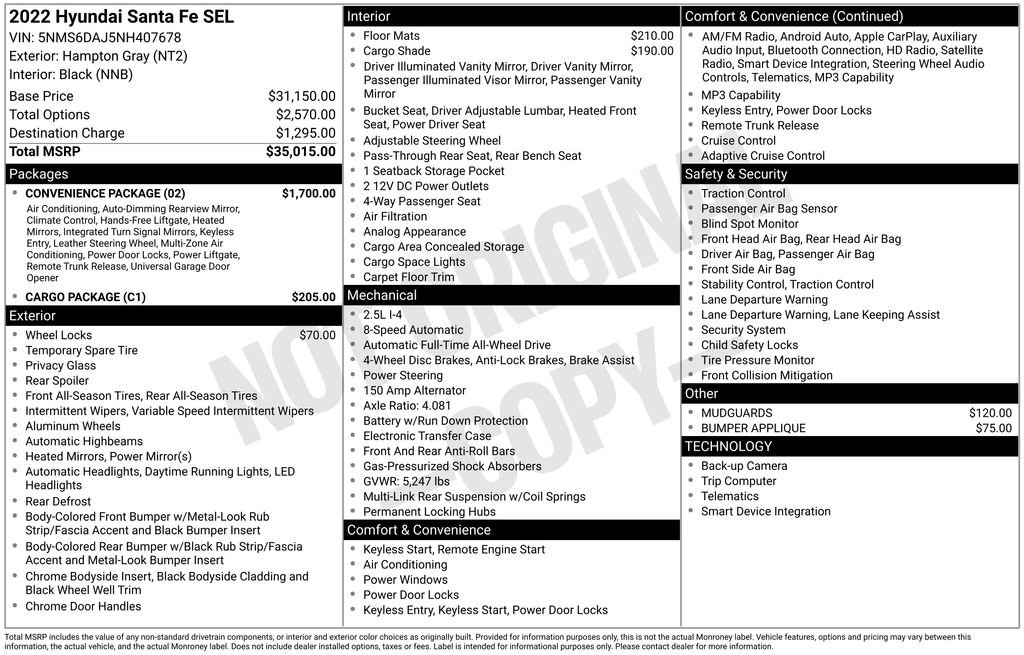 Used 2022 Hyundai Santa Fe SEL w/ Convenience Package AWD/4WD image 44
