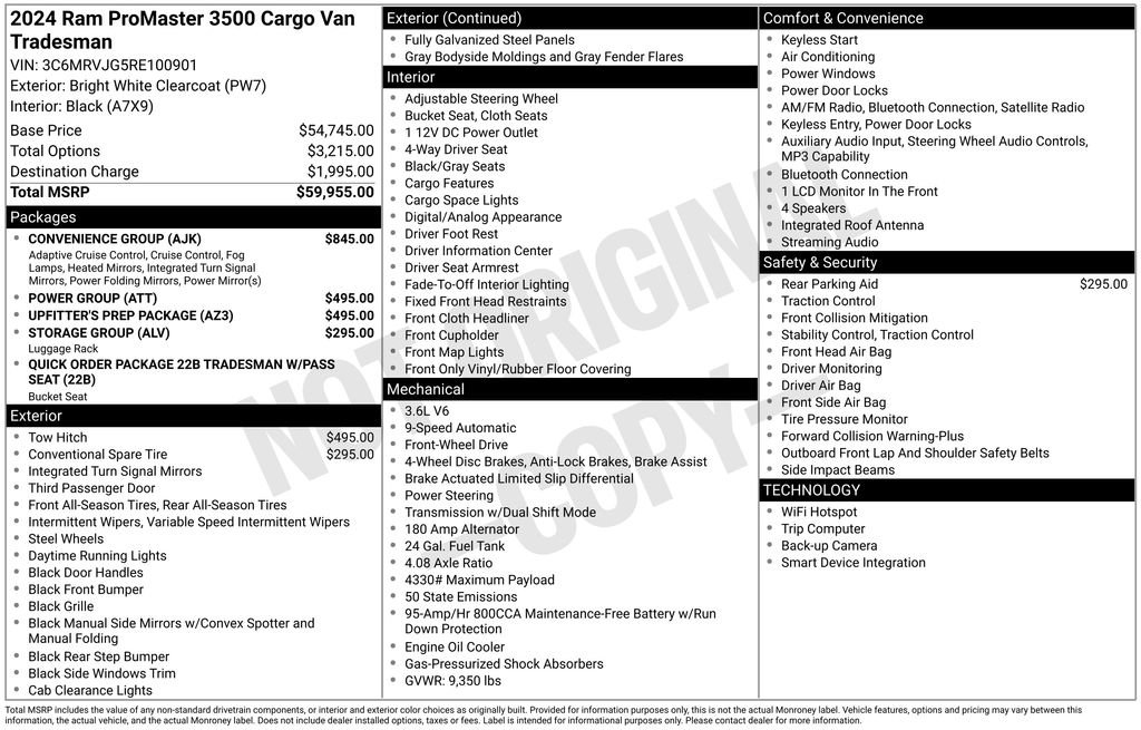 Used 2024 RAM ProMaster 3500 w/ Convenience Group FWD image 30