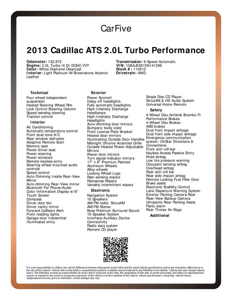 Used 2013 Cadillac ATS Performance w/ Cold Weather Package AWD/4WD image 31