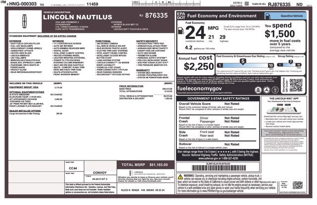 Used 2024 Lincoln Nautilus Premier w/ Equipment Group 102A AWD/4WD image 37