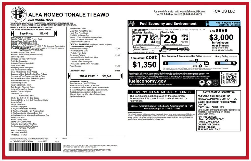 Used 2024 Alfa Romeo Tonale Ti w/ Active Assist Package AWD/4WD image 3