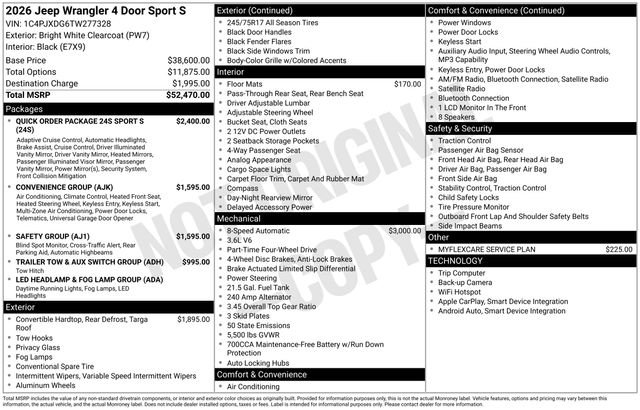 New 2026 Jeep Wrangler Sport S image 34