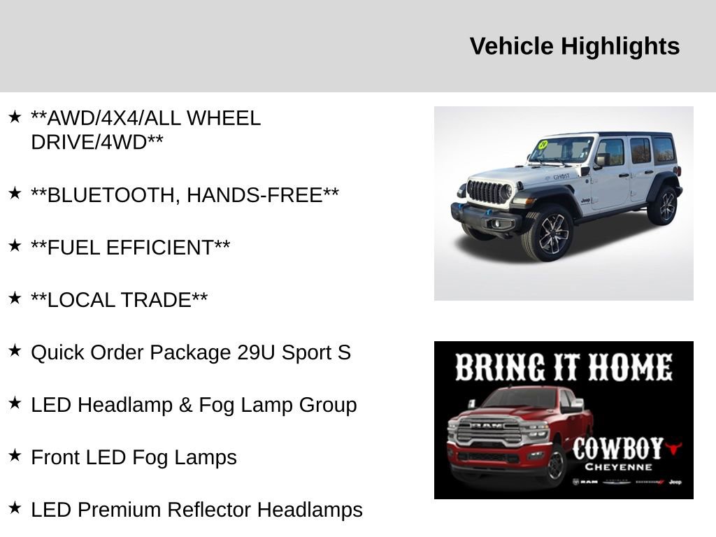 Used 2024 Jeep Wrangler Sport S 4xe w/ LED Headlamp & Fog Lamp Group video 2