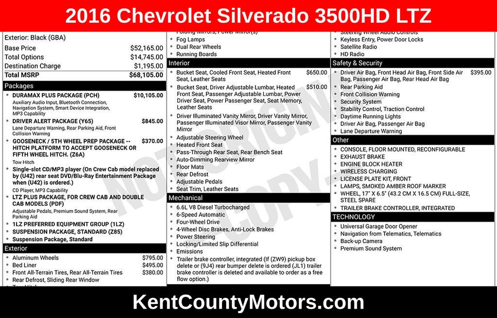 Used 2016 Chevrolet Silverado 3500 LTZ w/ Duramax Plus Package