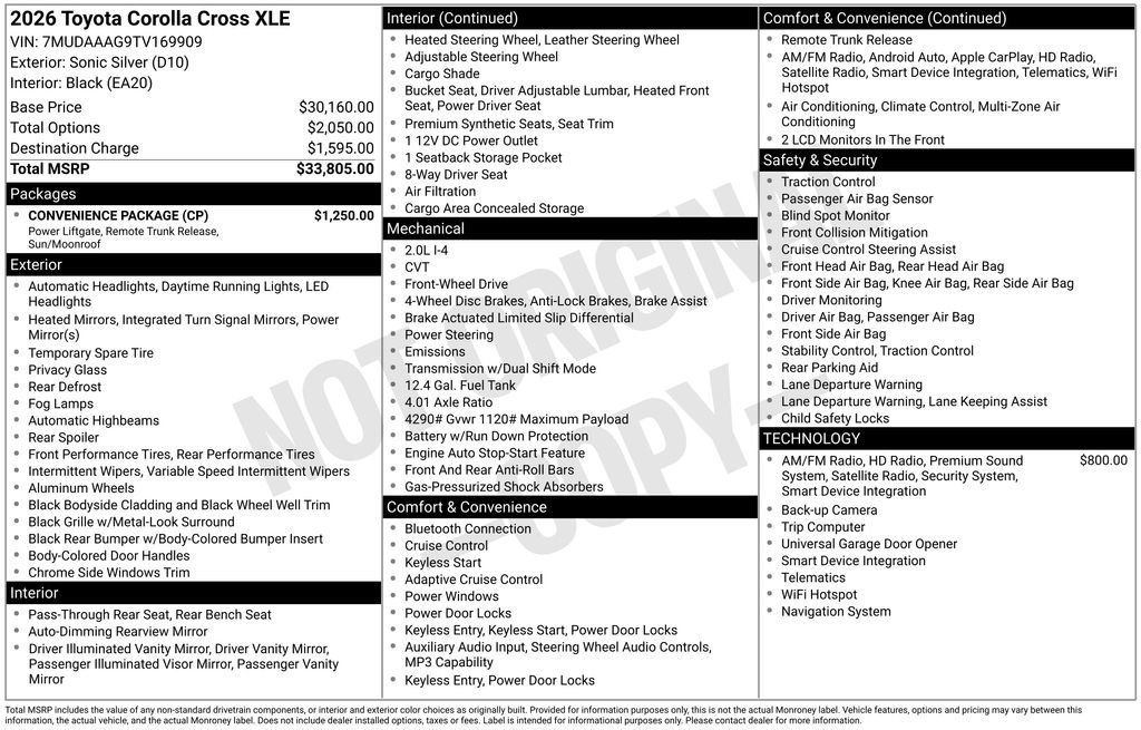 Used 2026 Toyota Corolla Cross XLE w/ Convenience Package FWD image 37