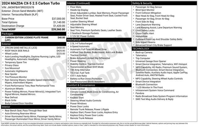 Used 2024 MAZDA CX-5 Carbon Edition AWD/4WD image 14