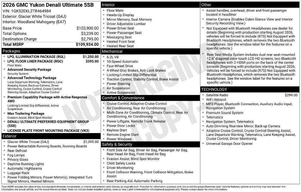 New 2026 GMC Yukon Denali Ultimate w/ LPO, Illumination Package AWD/4WD image 43