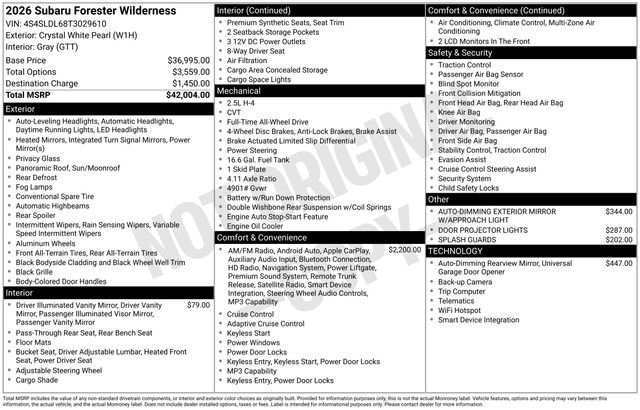 New 2026 Subaru Forester Wilderness AWD/4WD image 35