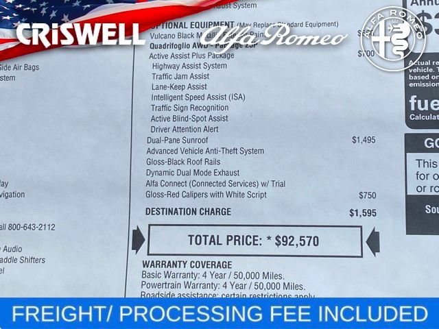 New 2024 Alfa Romeo Stelvio Quadrifoglio w/ Active Assist Plus Package AWD/4WD image 51