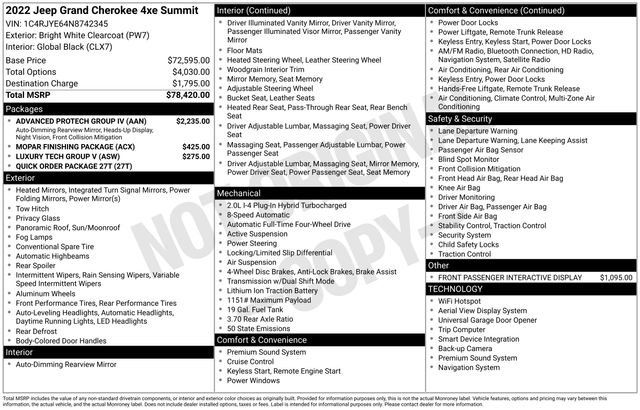 Used 2022 Jeep Grand Cherokee Summit w/ Advanced Protech Group IV image 40