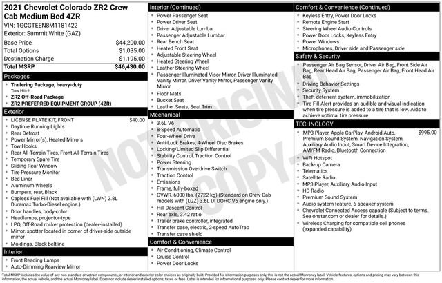 Certified 2021 Chevrolet Colorado ZR2 AWD/4WD image 34