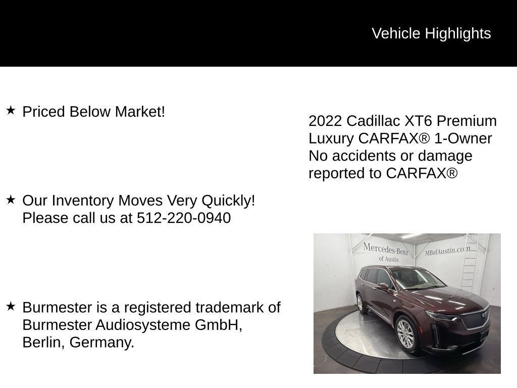 Used 2022 Cadillac XT6 Premium Luxury w/ Platinum Package FWD image 6