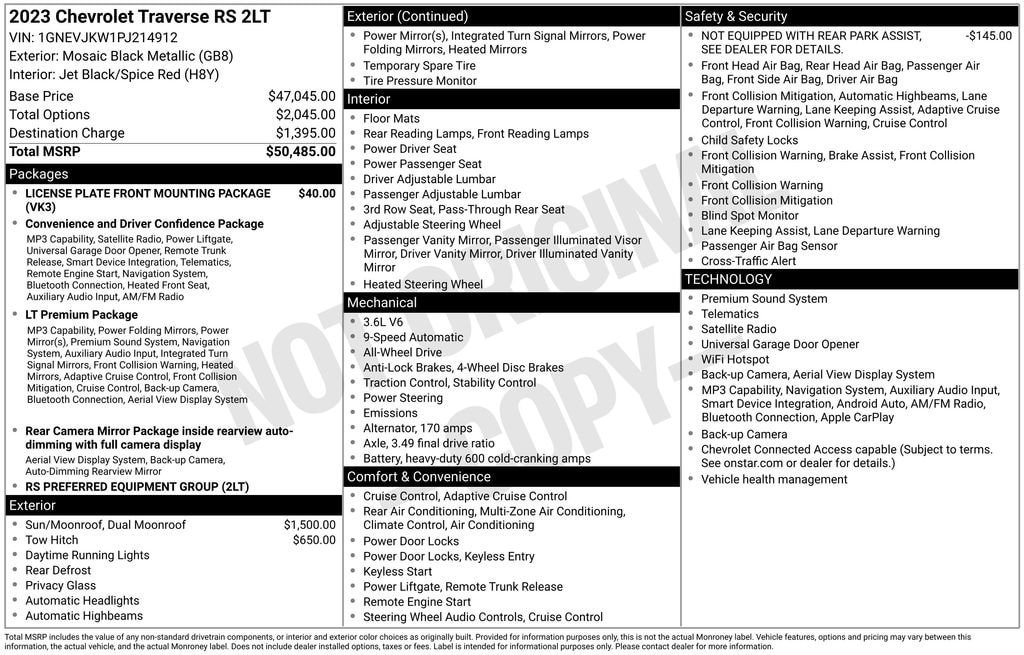Used 2023 Chevrolet Traverse RS AWD/4WD image 2