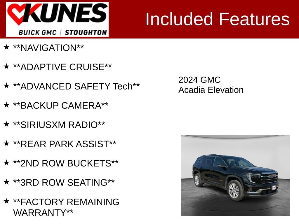 Used 2024 GMC Acadia Elevation AWD/4WD image 2