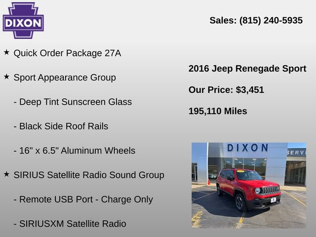 Used 2016 Jeep Renegade Sport w/ Power & Air Group AWD/4WD image 4