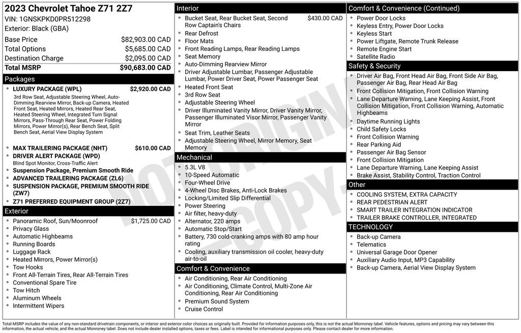 Used 2023 Chevrolet Tahoe Z71 w/ Luxury Package AWD/4WD image 35