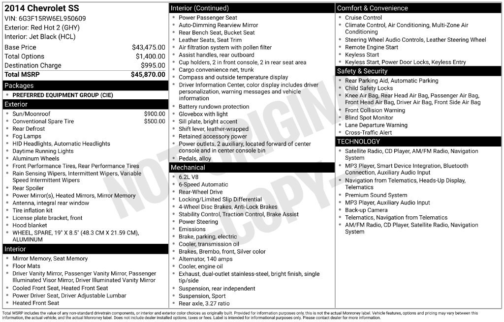 Used 2014 Chevrolet SS RWD image 6