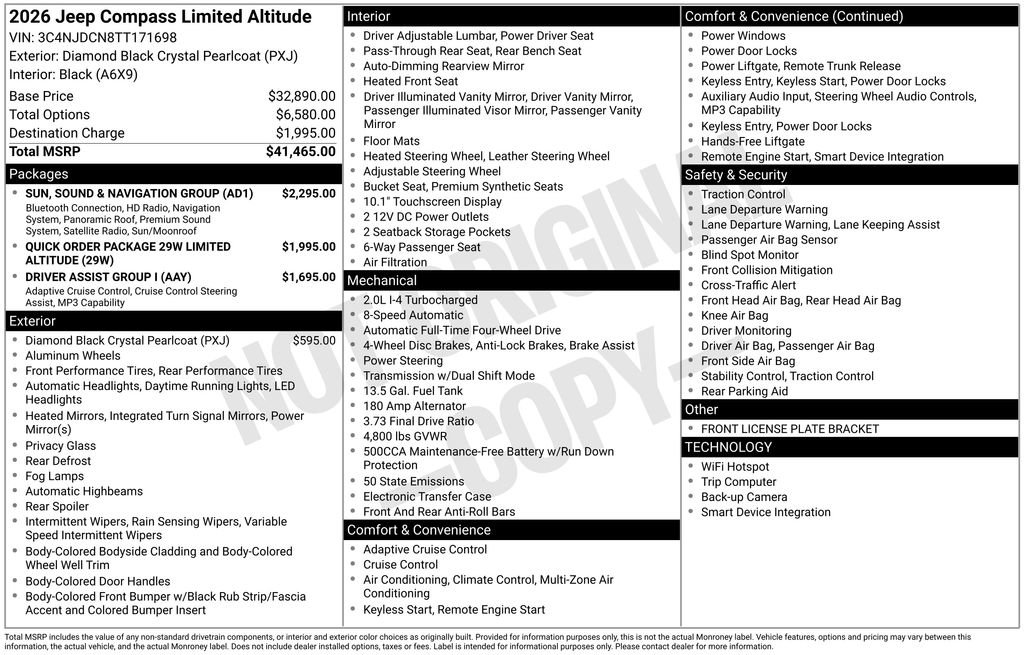 New 2026 Jeep Compass Limited w/ Sun, Sound & Navigation Group image 39