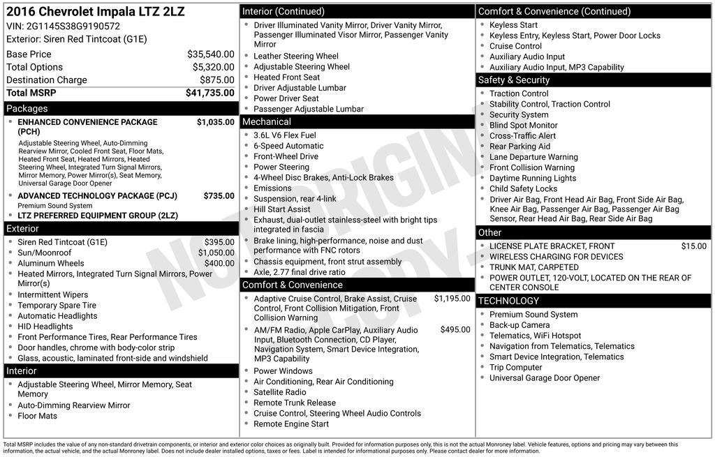 Used 2016 Chevrolet Impala LTZ w/ Enhanced Convenience Package FWD image 12