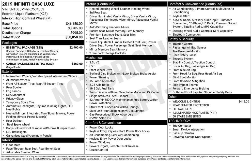 Used 2019 INFINITI QX60 Luxe w/ Essential Package image 31