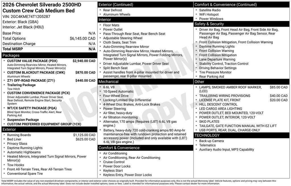 New 2026 Chevrolet Silverado 2500 Custom w/ Custom Value Package AWD/4WD image 8