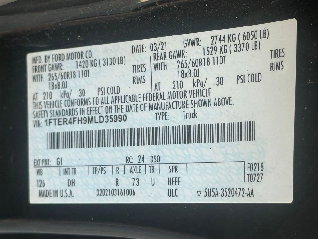 Used 2021 Ford Ranger Lariat w/ Equipment Group 501A High image 40