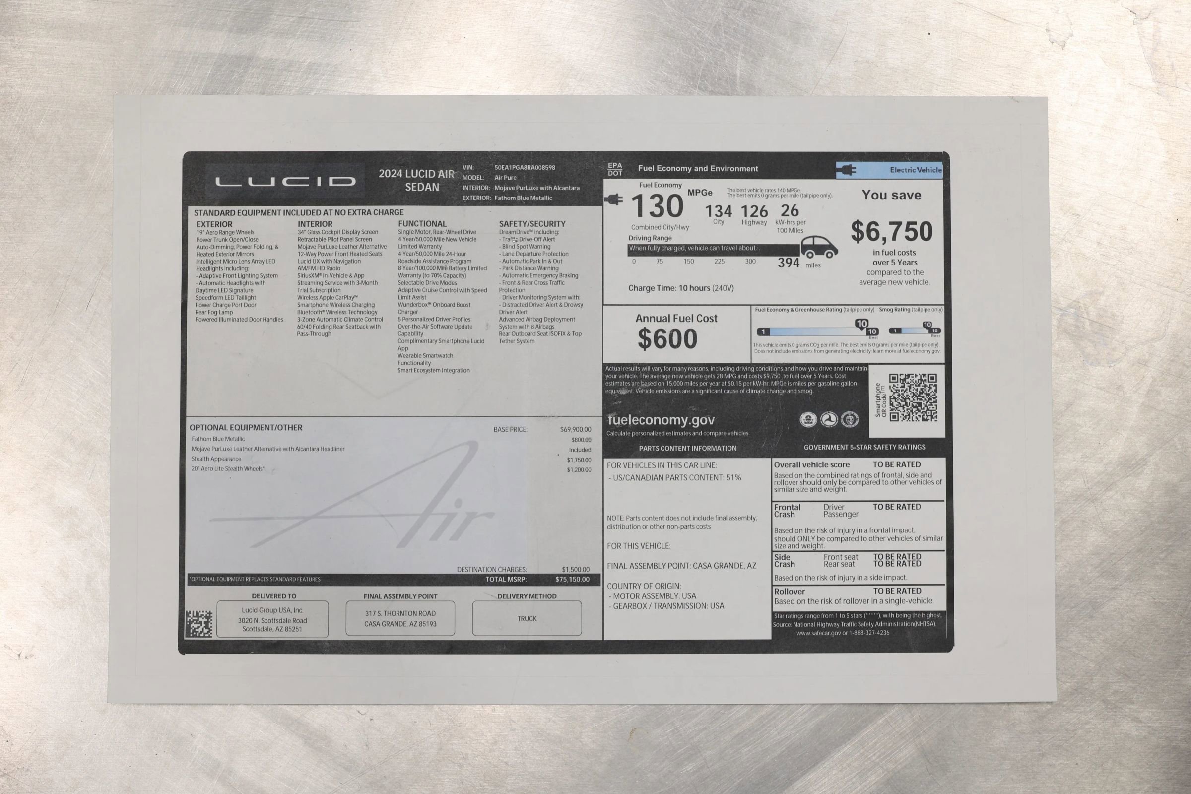 Used 2024 Lucid Air Pure image 6